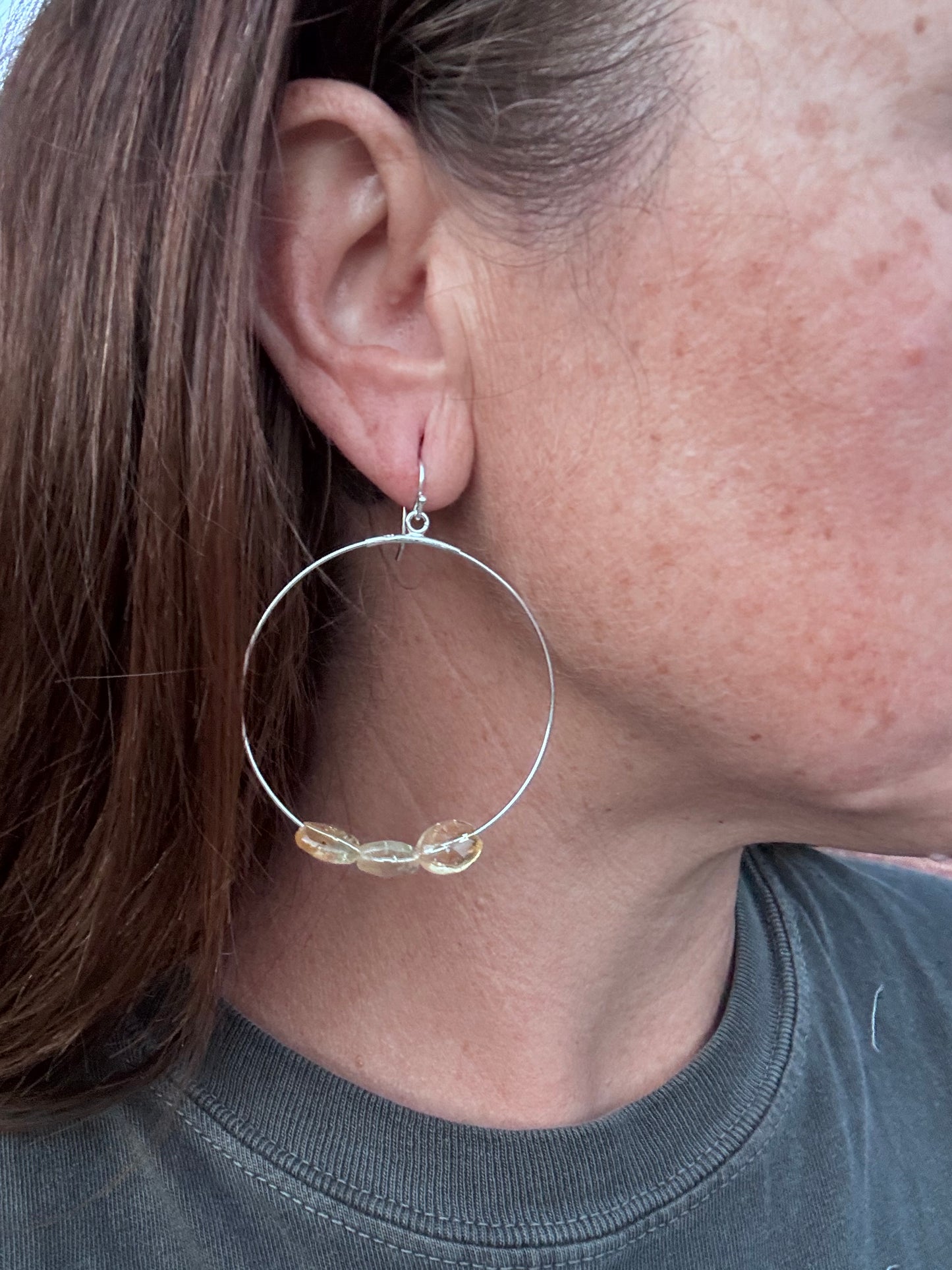 Citrine hoops