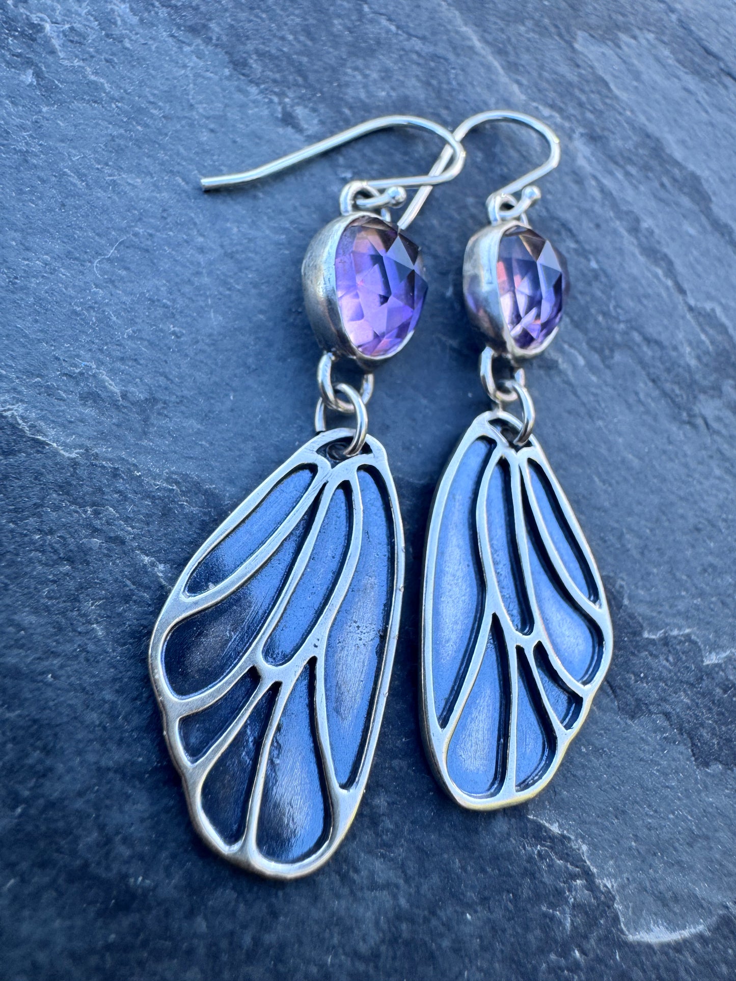 Amethyst wing dangles