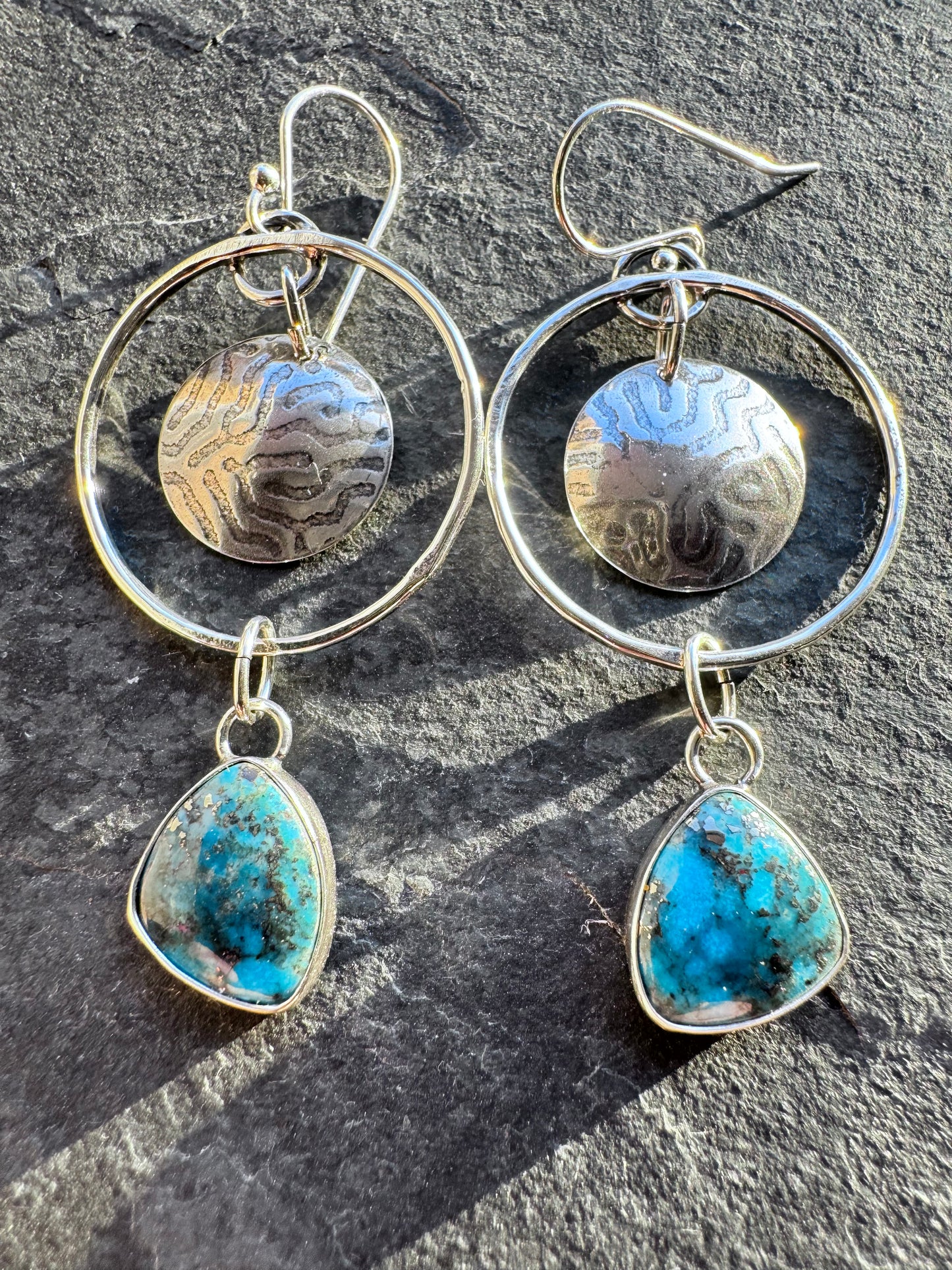 Coral Turquoise hoops