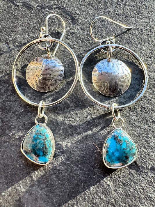 Coral Turquoise hoops