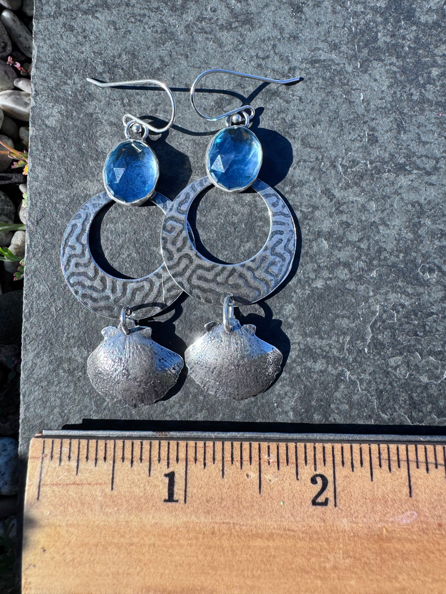 Aquamarine shell dangles