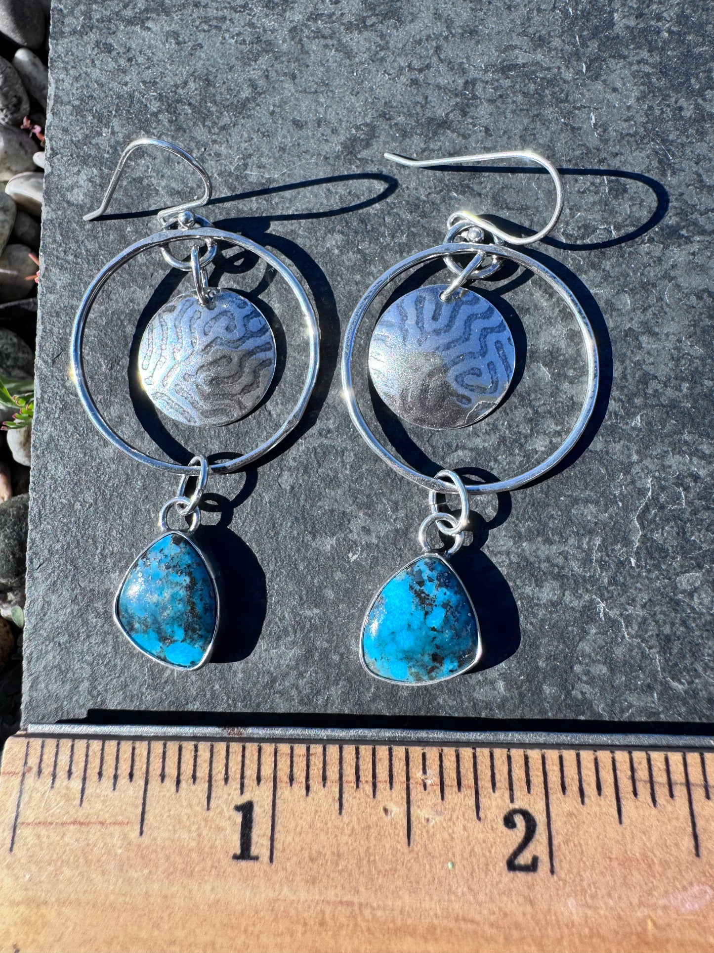 Coral Turquoise hoops