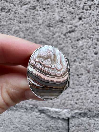 Crazy lace agate statment ring