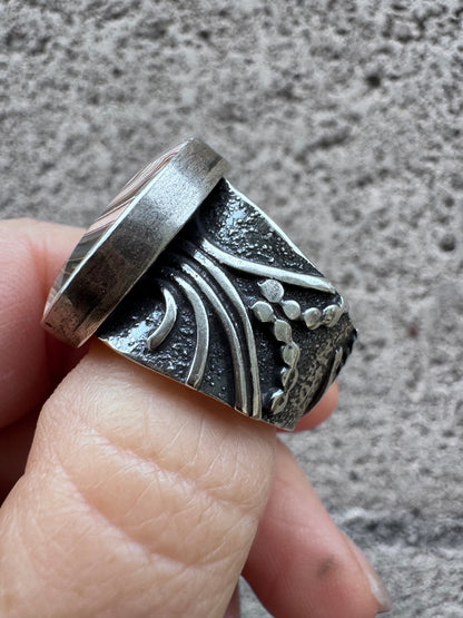Crazy lace agate statment ring