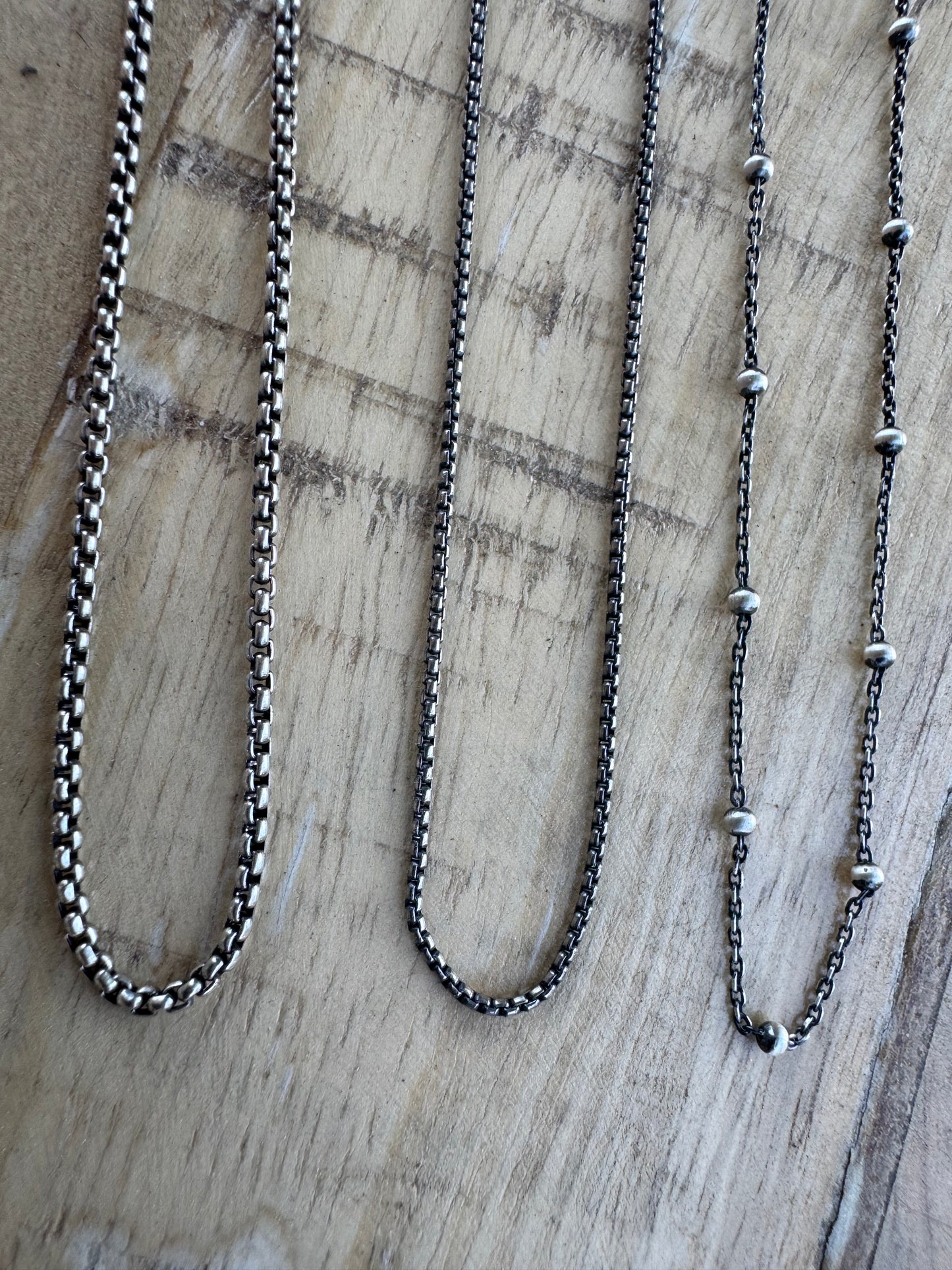 Oxidized sterling silver satellite chain