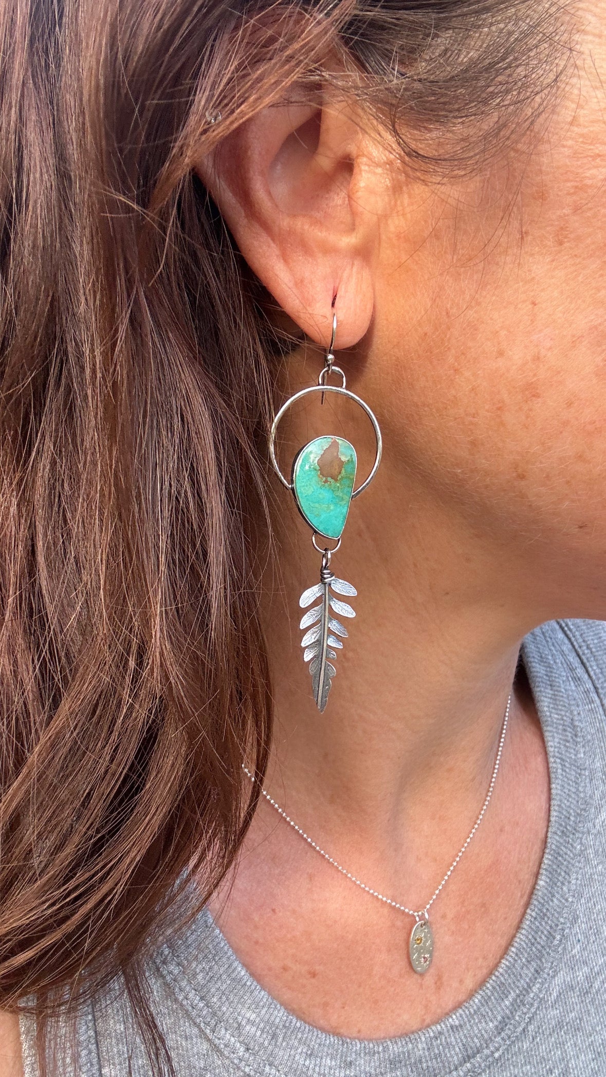 Turquoise fern dangles