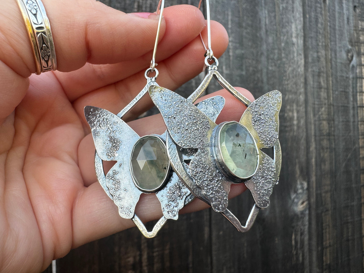 Prehnite butterfly dangles