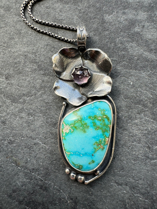 Sonoran Turquoise flower pendant