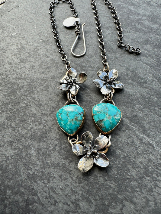 White water turquoise blossom statement necklace