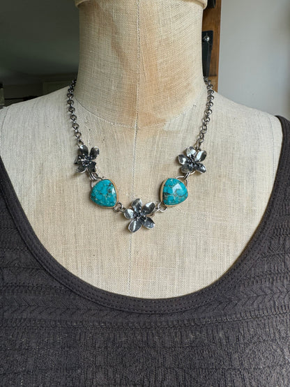 White water turquoise blossom statement necklace