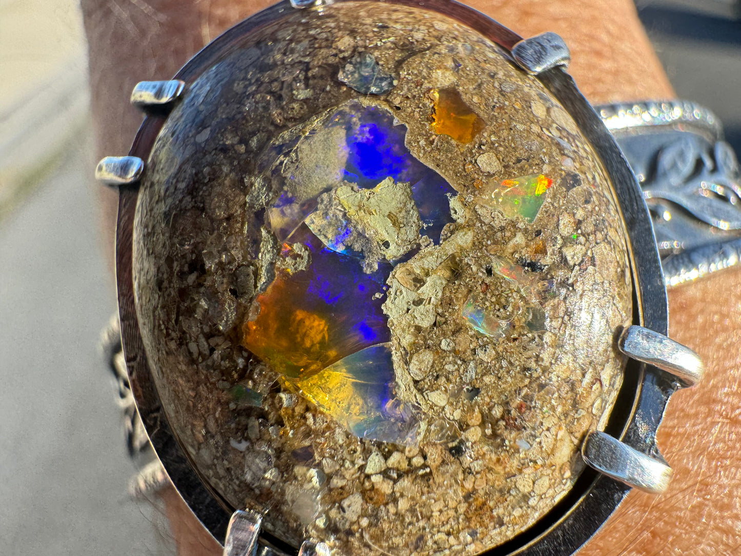 Boulder opal power cuff