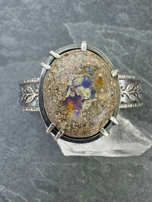 Boulder opal power cuff