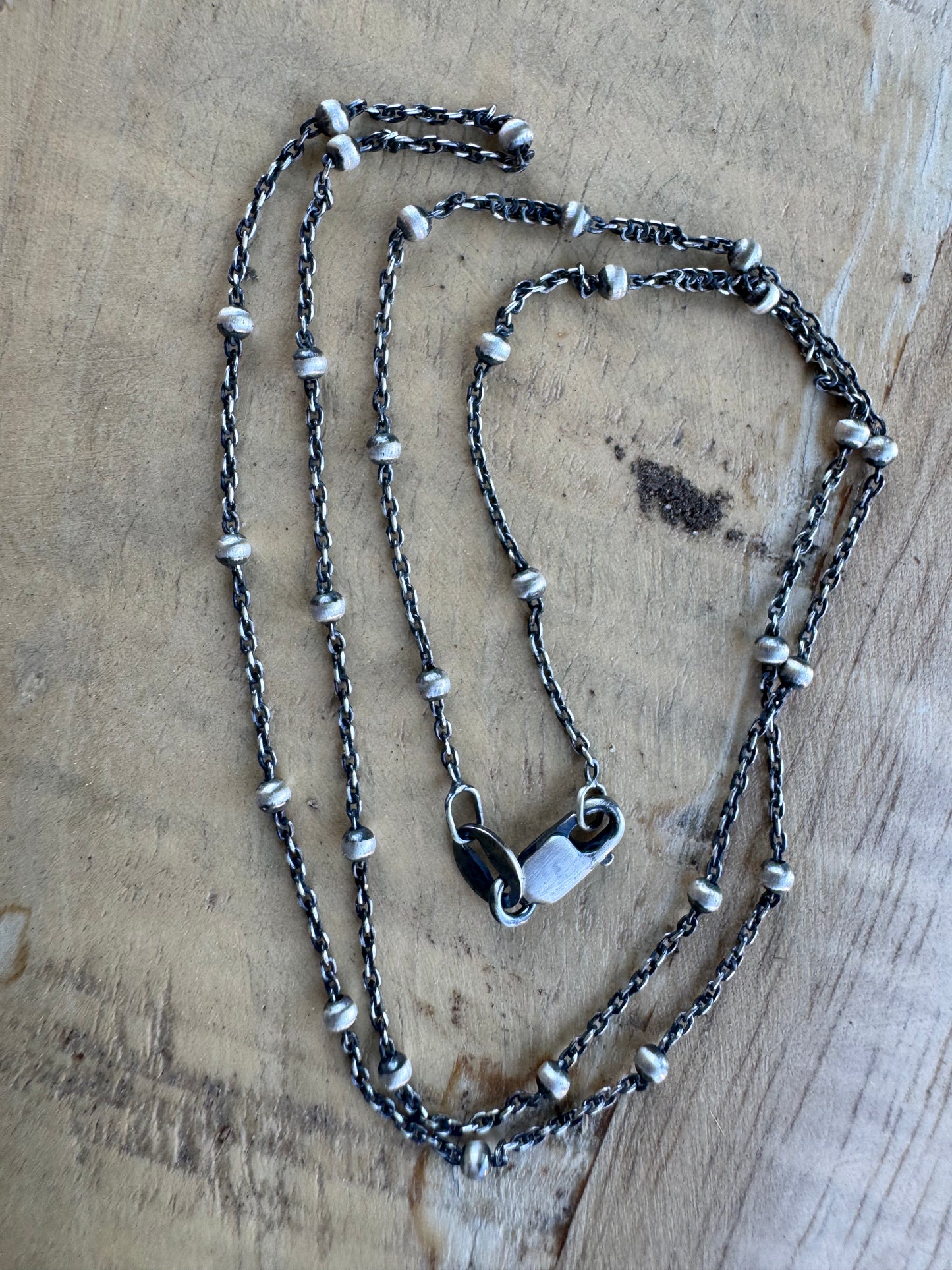 Oxidized sterling silver satellite chain