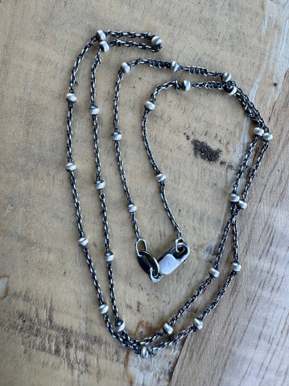Oxidized sterling silver satellite chain